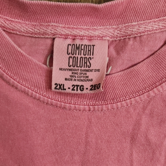 Comfort Colors Pink Tee with Yellow Graphic - Picture 2 of 2
